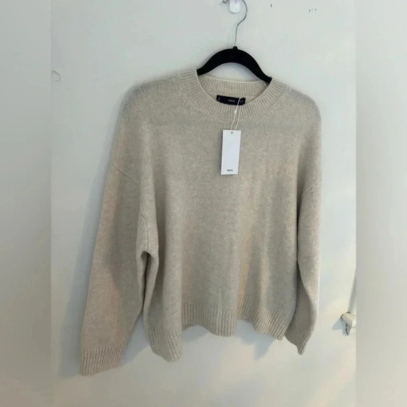 Mango Oversized Crew Neck Sweater in Cream NWT - Picture 8 of 9